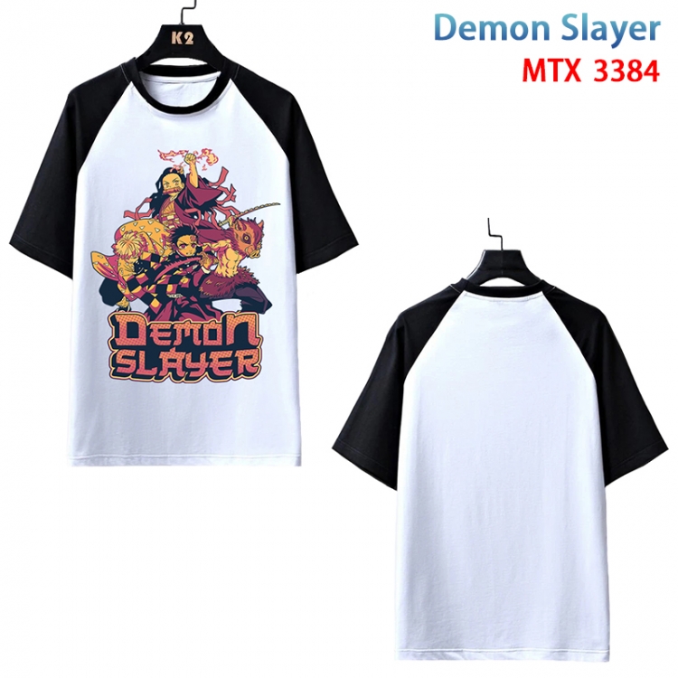Demon Slayer Kimets Anime raglan sleeve cotton T-shirt from XS to 3XL MTX-3384-3