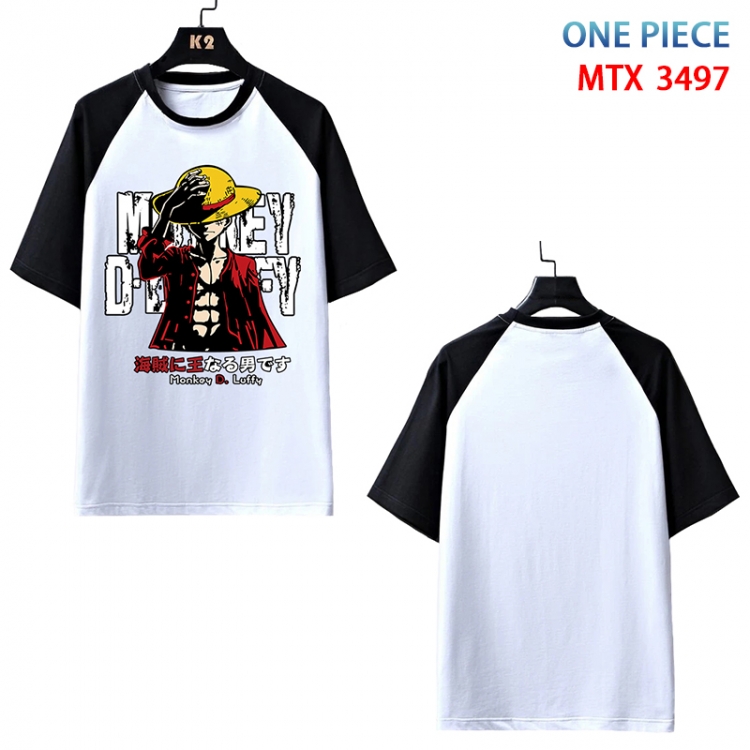 One Piece Anime raglan sleeve cotton T-shirt from XS to 3XL MTX-3397-3