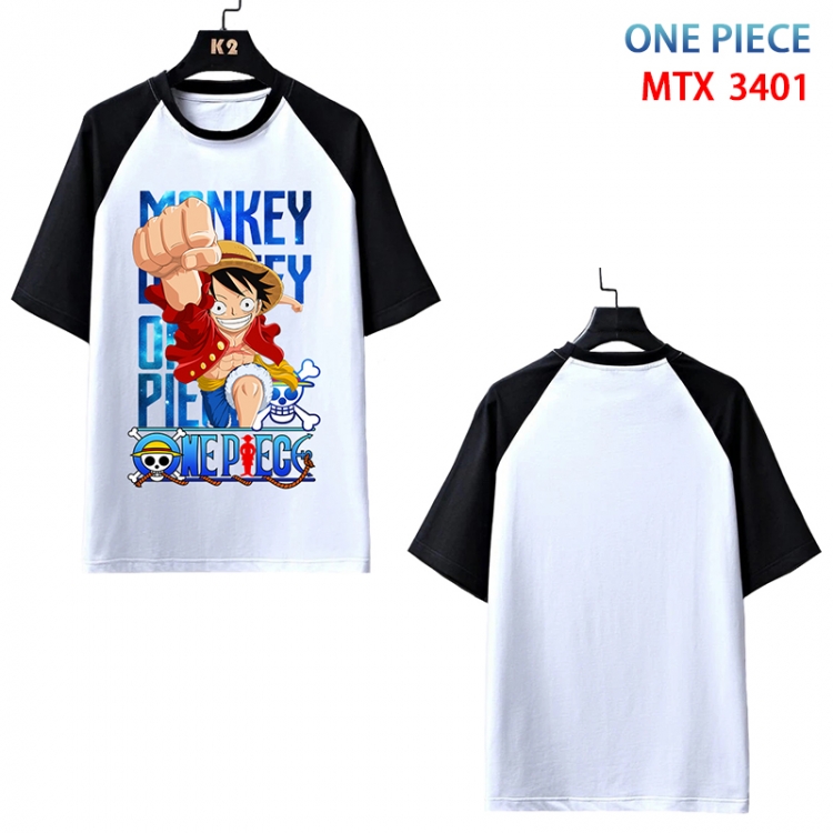 One Piece Anime raglan sleeve cotton T-shirt from XS to 3XL MTX-3401-3