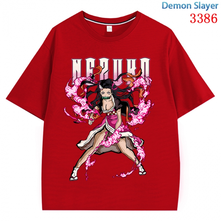 Demon Slayer Kimets Anime peripheral direct spray technology pure cotton short sleeved T-shirt from S to 4XL  CMY-3386-3