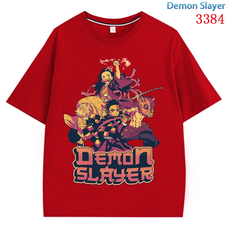 Demon Slayer Kimets Anime peripheral direct spray technology pure cotton short sleeved T-shirt from S to 4XL CMY-3384-3