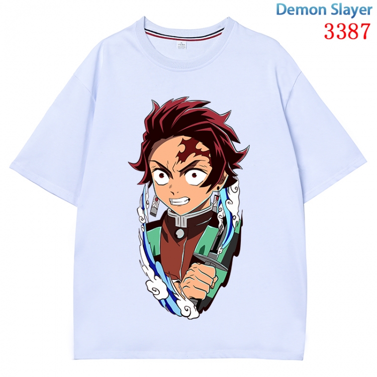 Demon Slayer Kimets Anime peripheral direct spray technology pure cotton short sleeved T-shirt from S to 4XL CMY-3387-1