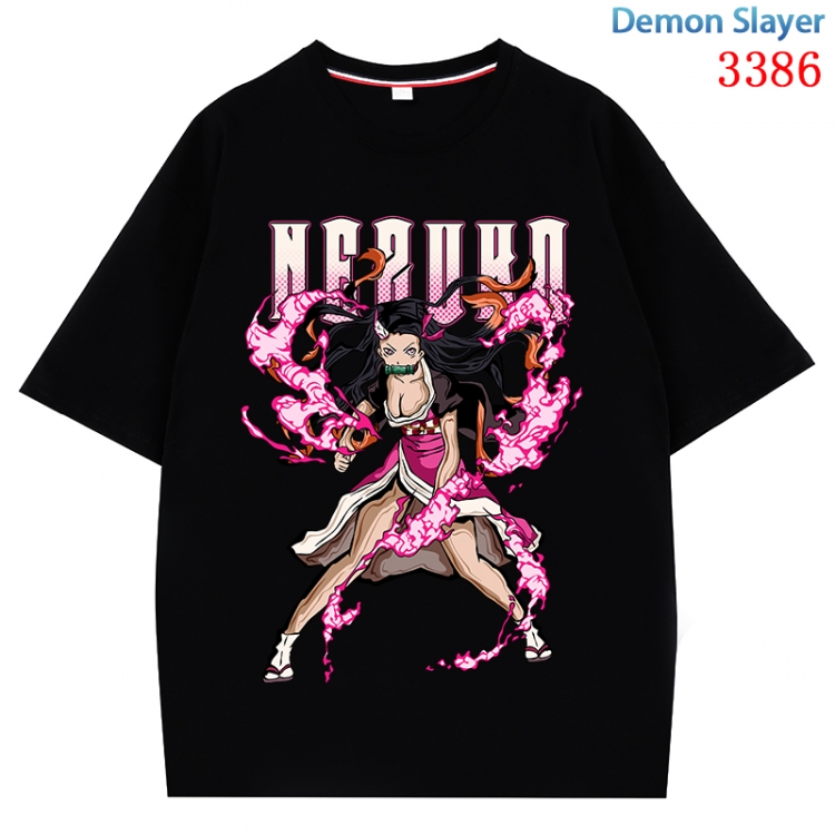 Demon Slayer Kimets Anime peripheral direct spray technology pure cotton short sleeved T-shirt from S to 4XL  CMY-3386-2