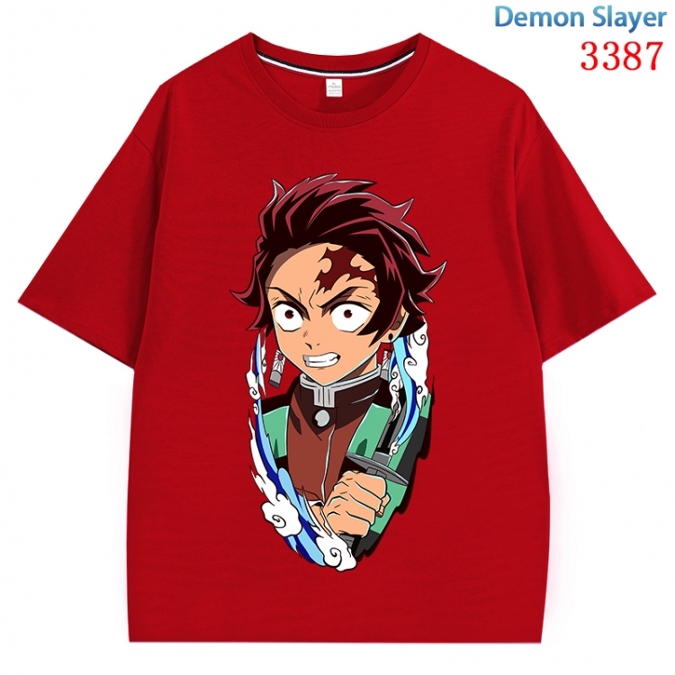 Demon Slayer Kimets Anime peripheral direct spray technology pure cotton short sleeved T-shirt from S to 4XL  CMY-3387-3