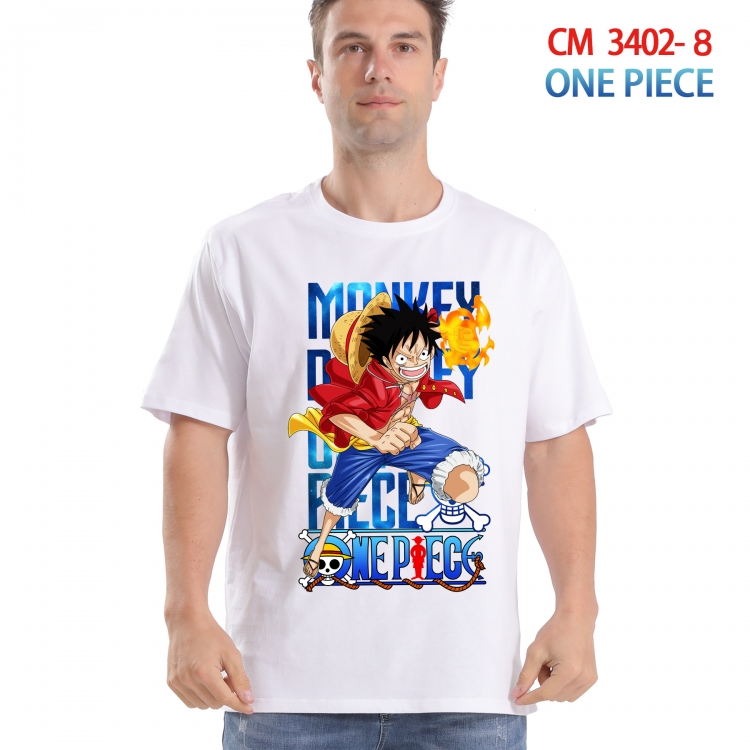 One Piece Printed short-sleeved cotton T-shirt from S to 4XL 3402-8