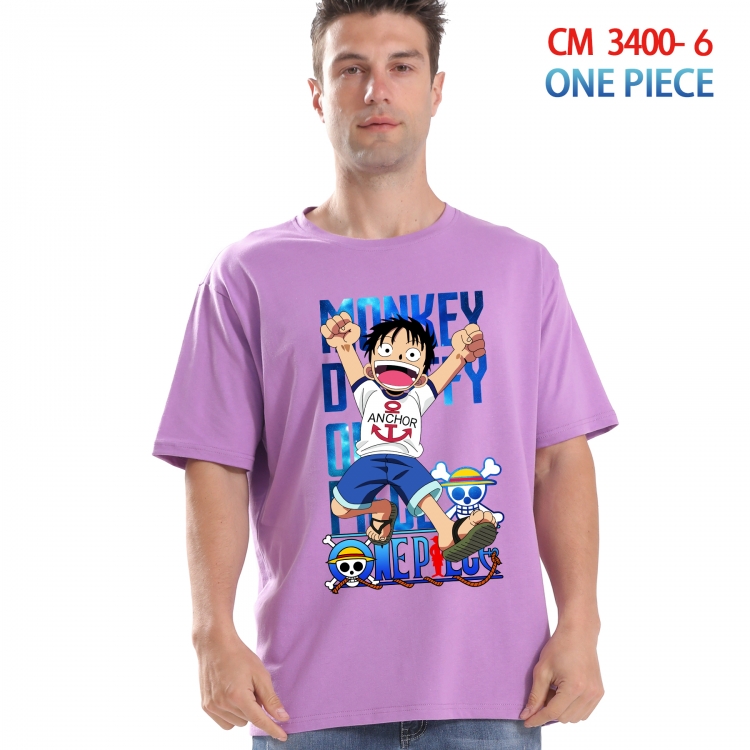 One Piece Printed short-sleeved cotton T-shirt from S to 4XL 3400-6