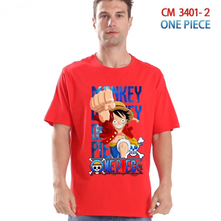 One Piece Printed short-sleeved cotton T-shirt from S to 4XL  3401-2