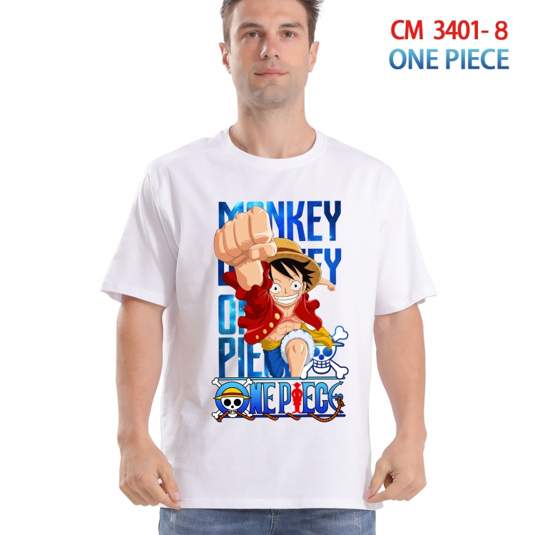 One Piece Printed short-sleeved cotton T-shirt from S to 4XL 3401-8