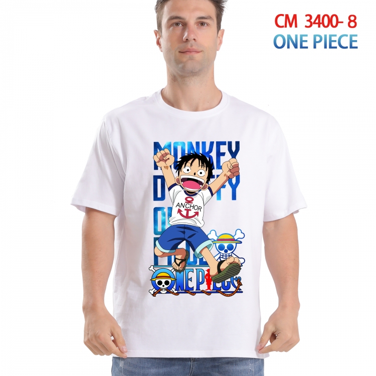 One Piece Printed short-sleeved cotton T-shirt from S to 4XL 3400-8