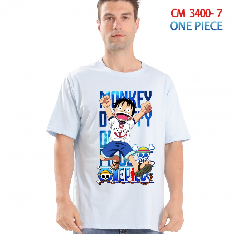 One Piece Printed short-sleeved cotton T-shirt from S to 4XL 3400-7