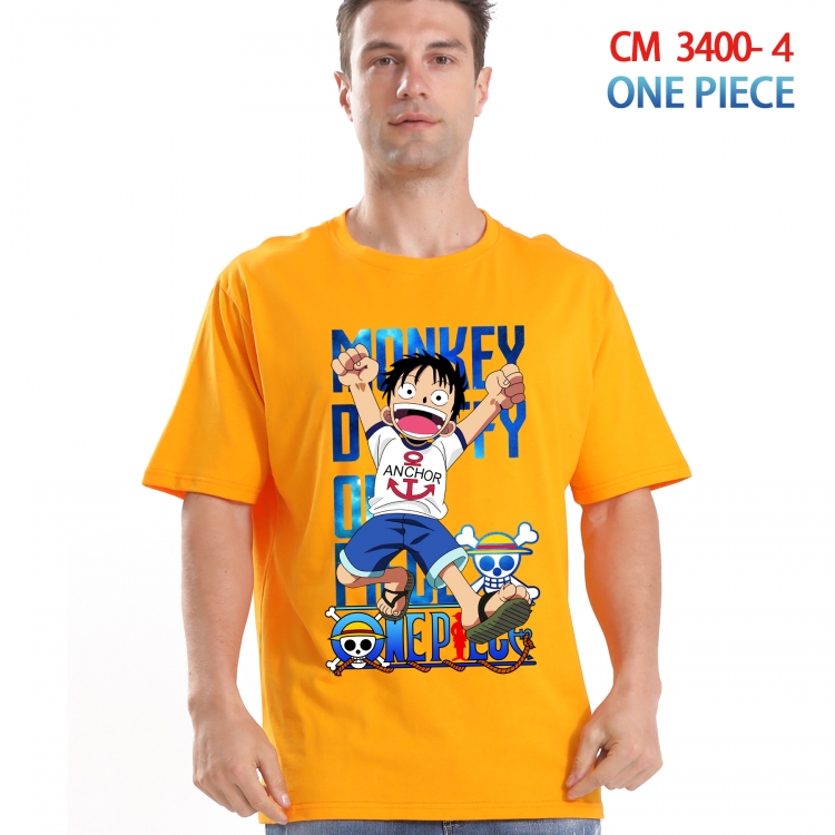 One Piece Printed short-sleeved cotton T-shirt from S to 4XL 3400-4