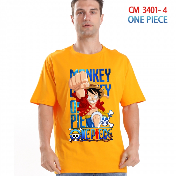 One Piece Printed short-sleeved cotton T-shirt from S to 4XL 3401-4