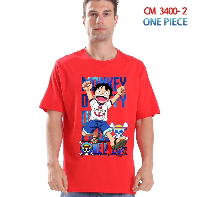 One Piece Printed short-sleeved cotton T-shirt from S to 4XL 3400-2