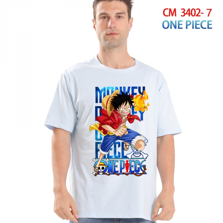 One Piece Printed short-sleeved cotton T-shirt from S to 4XL 3402-7