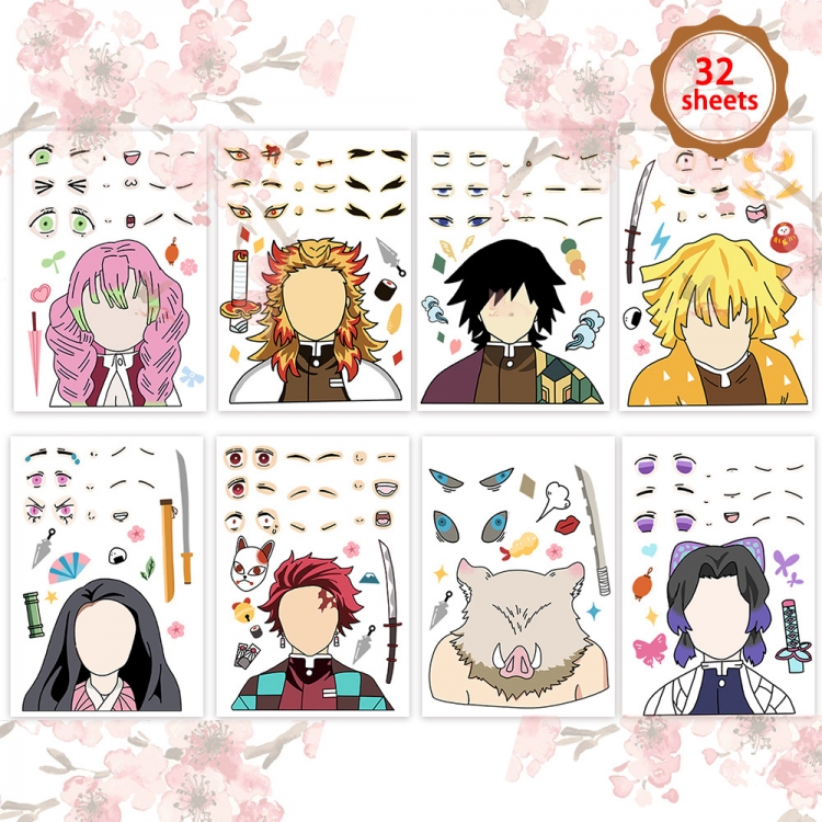 Demon Slayer Kimets Doodle stickers Waterproof stickers a set of 8 11X16CM price for 10 sets