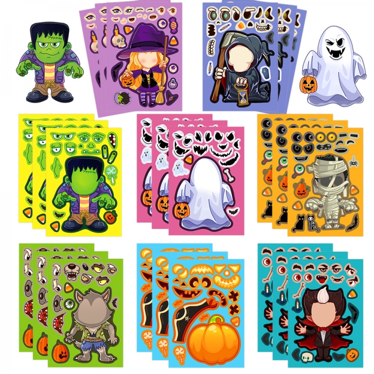 Halloween Doodle stickers Waterproof stickers a set of 8 11X16CM price for 10 sets