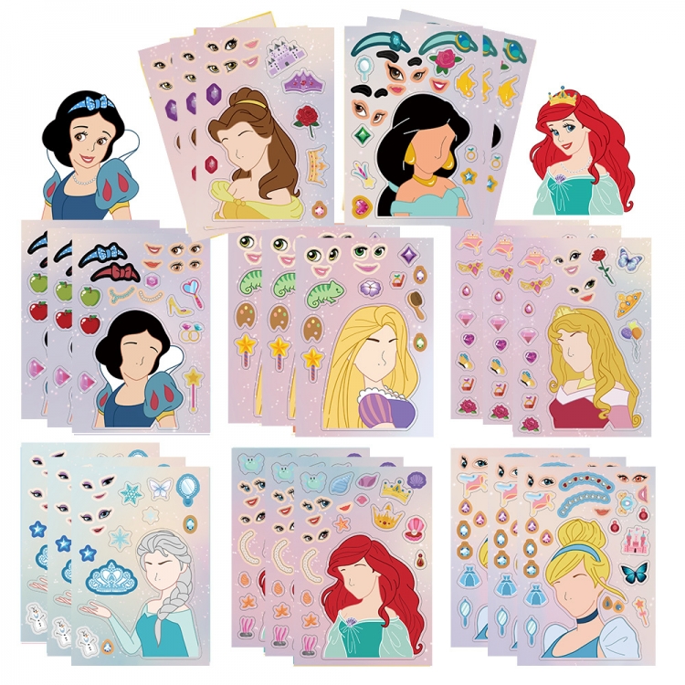 Princess Series Doodle stickers Waterproof stickers a set of 8 11X16CM price for 10 sets