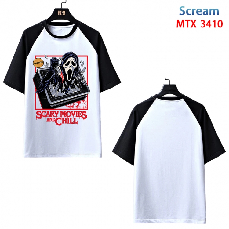 Scream  Anime raglan sleeve cotton T-shirt from XS to 3XL MTX-3410-3