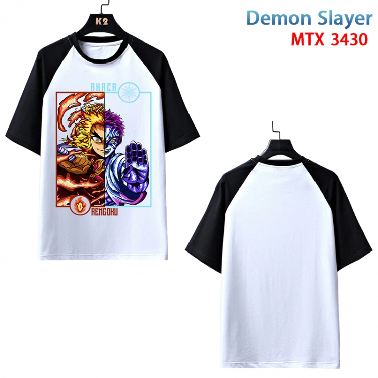 Demon Slayer Kimets Anime raglan sleeve cotton T-shirt from XS to 3XL MTX-3430-3