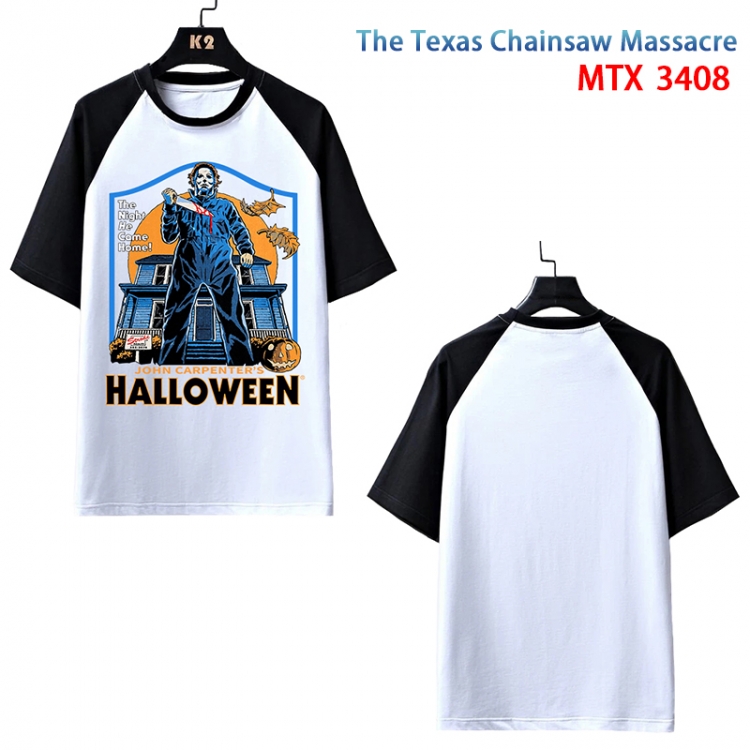 The Texas Chainsaw Massacre Anime raglan sleeve cotton T-shirt from XS to 3XL MTX-3408-3