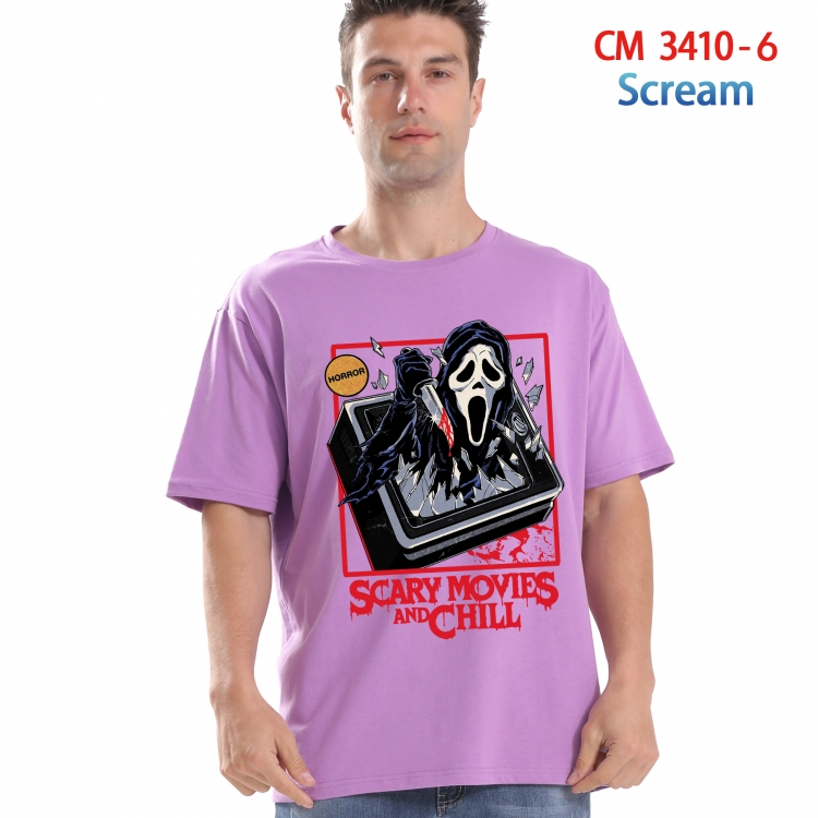 Scream  Printed short-sleeved cotton T-shirt from S to 4XL 3410-6