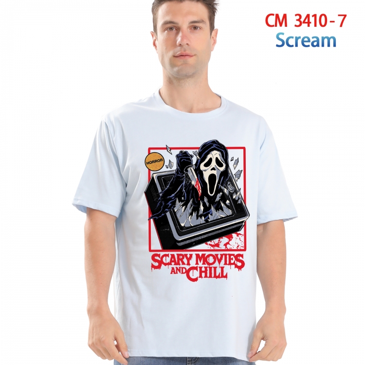 Scream  Printed short-sleeved cotton T-shirt from S to 4XL 3410-7