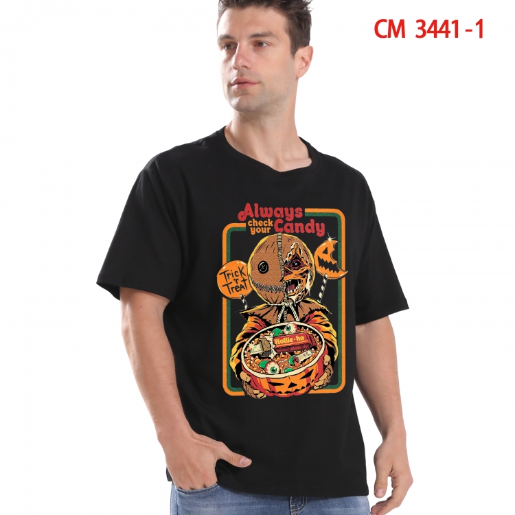 Evil illustration Printed short-sleeved cotton T-shirt from S to 4XL 3441-1