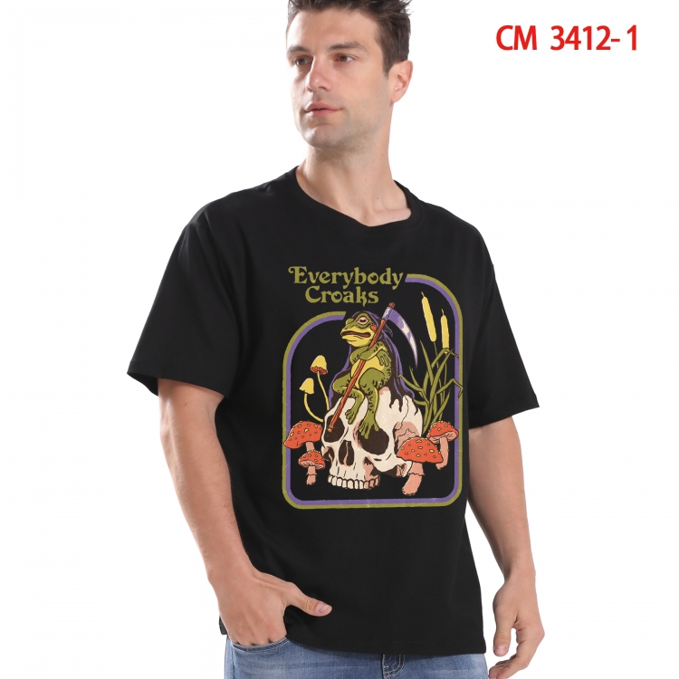 Evil illustration Printed short-sleeved cotton T-shirt from S to 4XL 3412-1