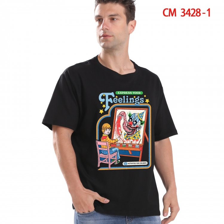 Evil illustration Printed short-sleeved cotton T-shirt from S to 4XL 3428-1