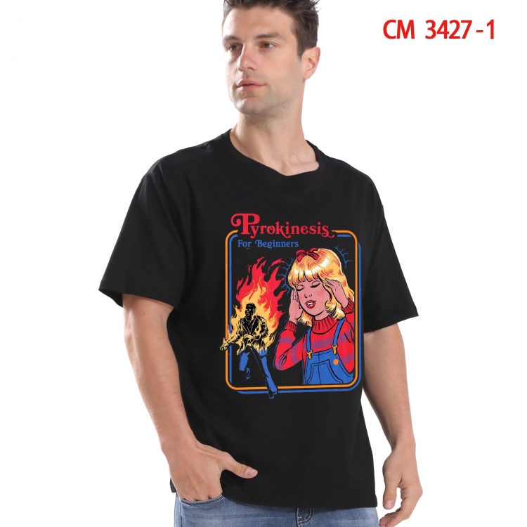 Evil illustration Printed short-sleeved cotton T-shirt from S to 4XL 3427-1
