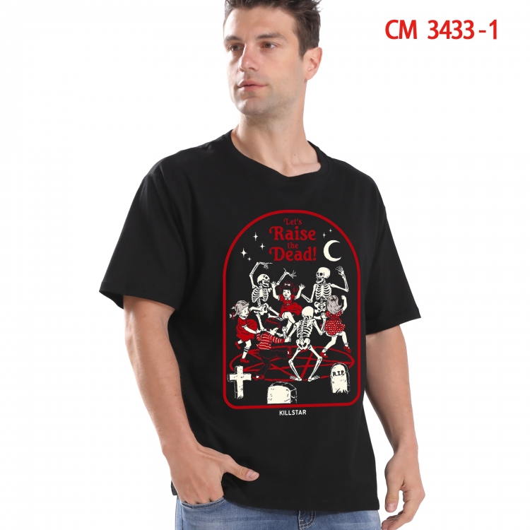 Evil illustration Printed short-sleeved cotton T-shirt from S to 4XL 3433-1