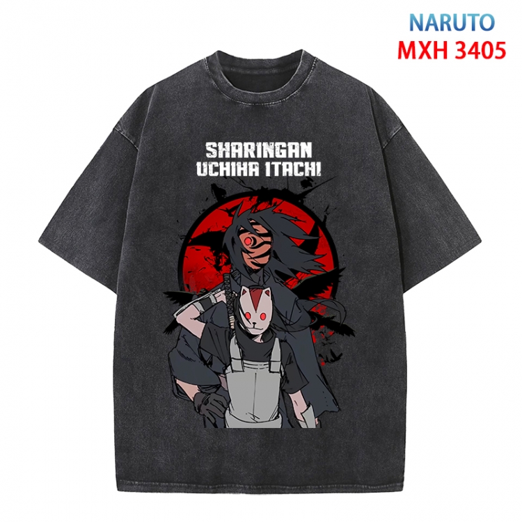 Naruto Anime peripheral pure cotton washed and worn T-shirt from S to 4XL MXH-3405