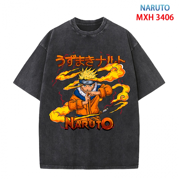 Naruto Anime peripheral pure cotton washed and worn T-shirt from S to 4XL  MXH-3406