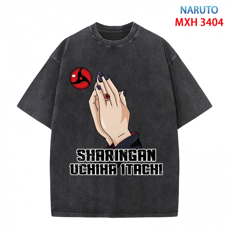 Naruto Anime peripheral pure cotton washed and worn T-shirt from S to 4XL MXH-3404