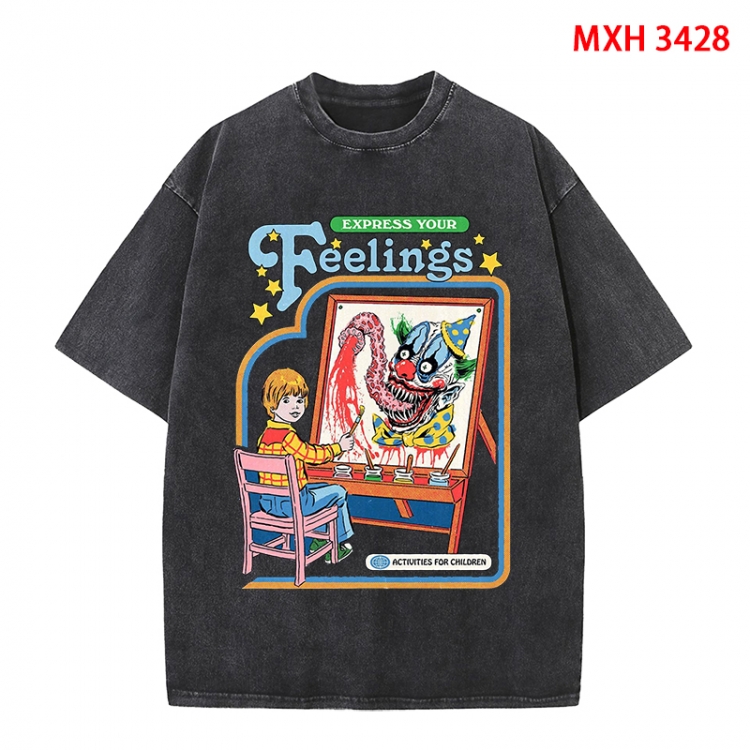 Evil illustration Anime peripheral pure cotton washed and worn T-shirt from S to 4XL  MXH-3428