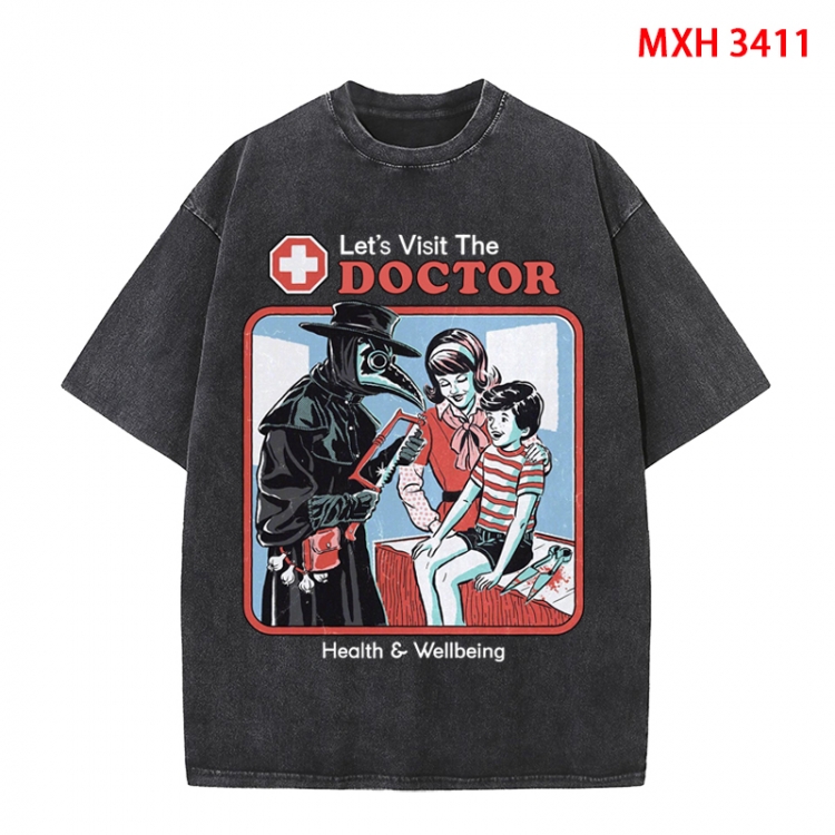 Evil illustration Anime peripheral pure cotton washed and worn T-shirt from S to 4XL MXH-3411