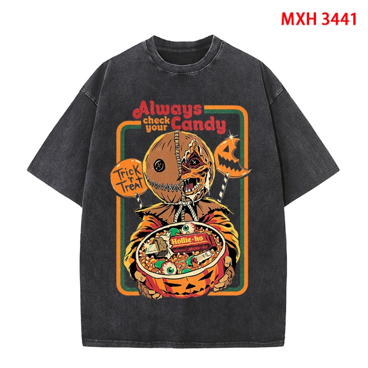 Evil illustration Anime peripheral pure cotton washed and worn T-shirt from S to 4XL  MXH-3441