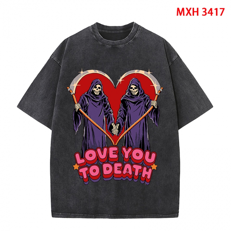 Evil illustration Anime peripheral pure cotton washed and worn T-shirt from S to 4XL MXH-3417