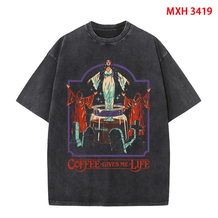Evil illustration Anime peripheral pure cotton washed and worn T-shirt from S to 4XL MXH-3419
