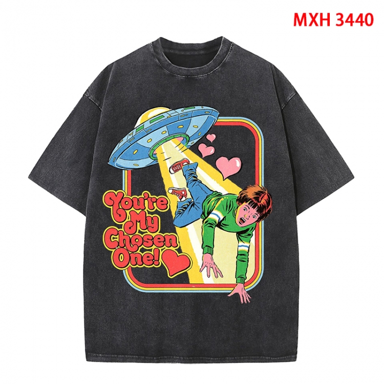 Evil illustration Anime peripheral pure cotton washed and worn T-shirt from S to 4XL MXH-3440