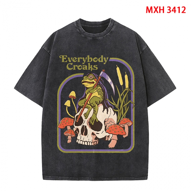 Evil illustration Anime peripheral pure cotton washed and worn T-shirt from S to 4XL  MXH-3412