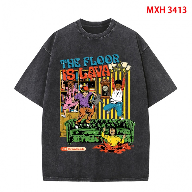 Evil illustration Anime peripheral pure cotton washed and worn T-shirt from S to 4XL  MXH-3413