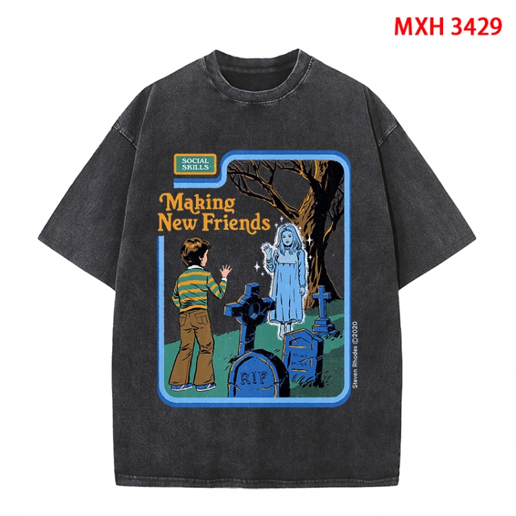 Evil illustration Anime peripheral pure cotton washed and worn T-shirt from S to 4XL MXH-3429