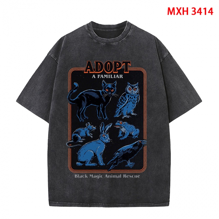 Evil illustration Anime peripheral pure cotton washed and worn T-shirt from S to 4XL MXH-3414