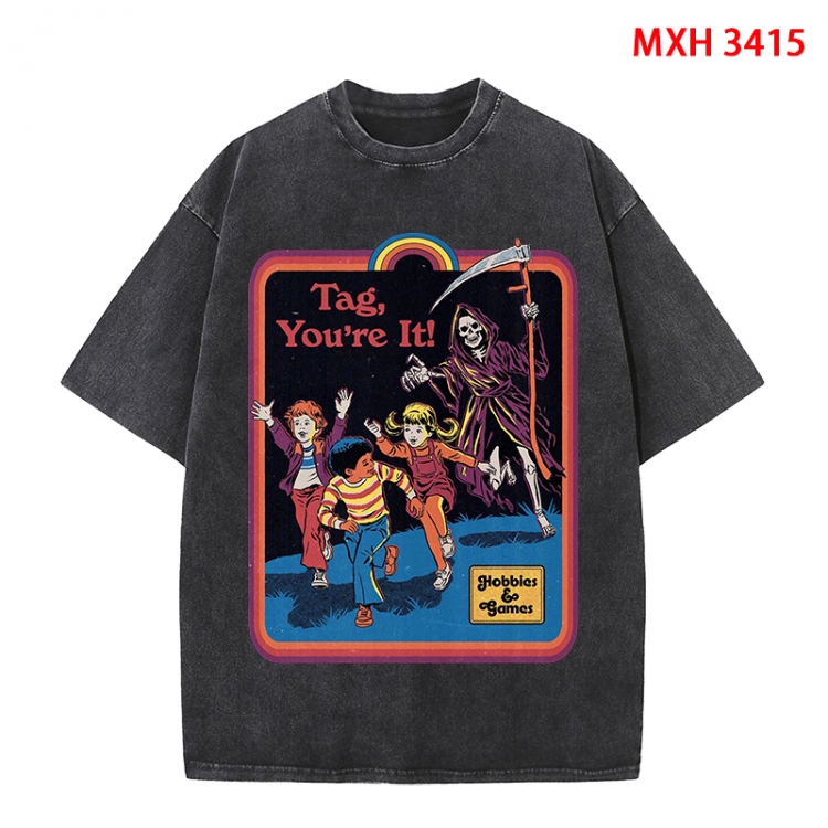 Evil illustration Anime peripheral pure cotton washed and worn T-shirt from S to 4XL MXH-3415