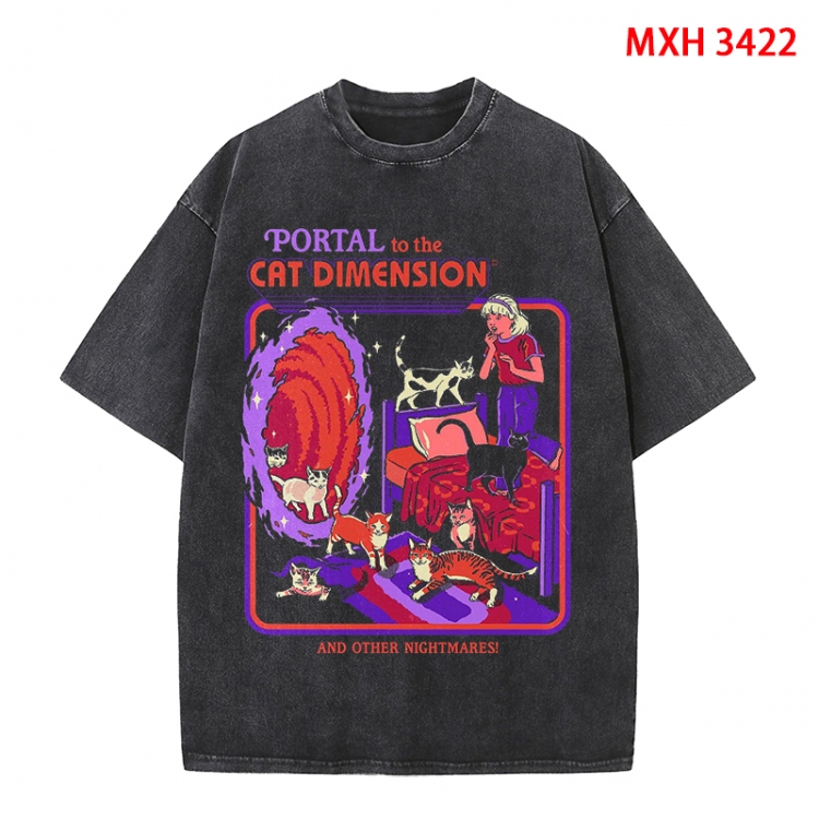 Evil illustration Anime peripheral pure cotton washed and worn T-shirt from S to 4XL  MXH-3422