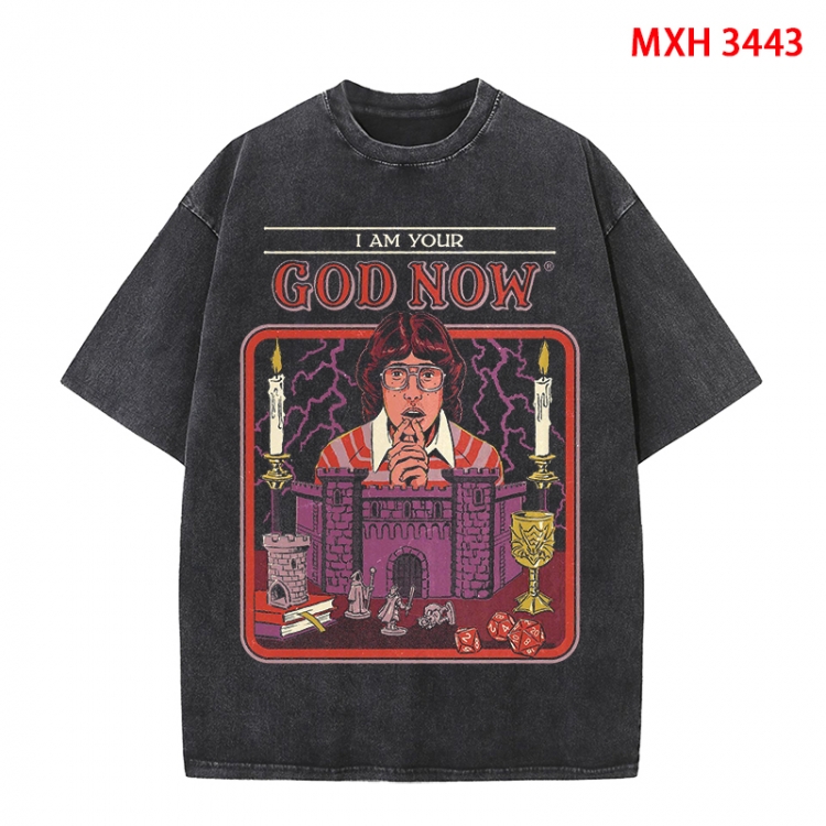 Evil illustration Anime peripheral pure cotton washed and worn T-shirt from S to 4XL Anime peripheral pure cotton washed