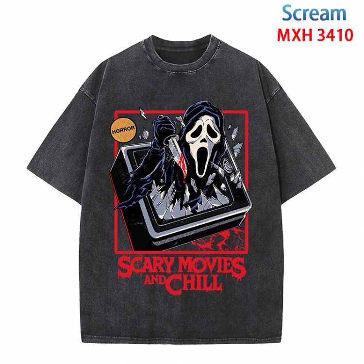 Scream Anime peripheral pure cotton washed and worn T-shirt from S to 4XL  MXH-3410