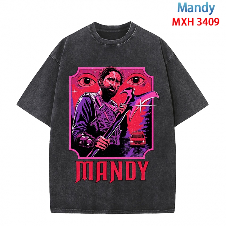 Mandy Anime peripheral pure cotton washed and worn T-shirt from S to 4XL MXH-3409