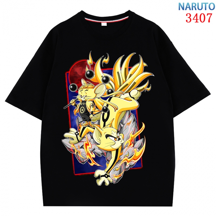 Naruto Anime peripheral direct spray technology pure cotton short sleeved T-shirt from S to 4XL CMY-3407-2